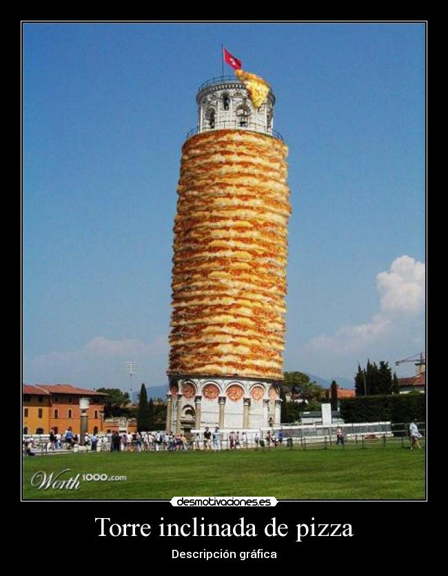 Torre inclinada de pizza - Descripción gráfica
