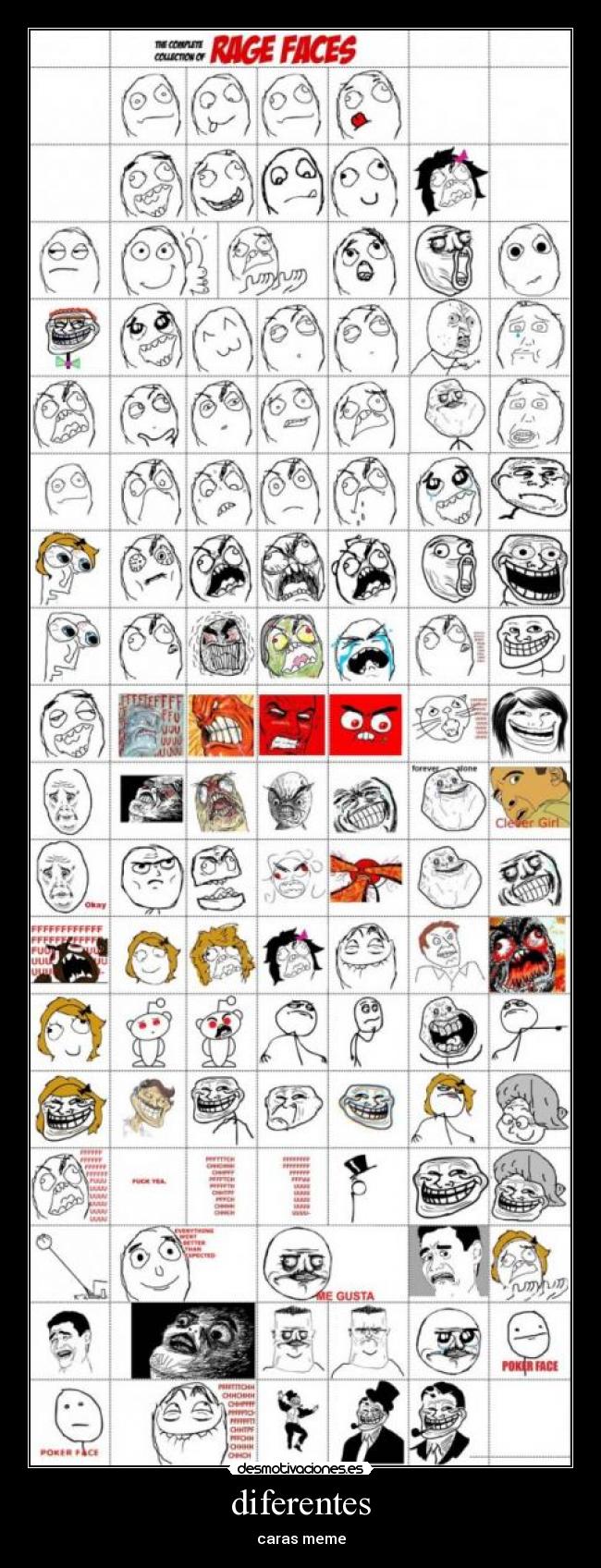 diferentes - caras meme