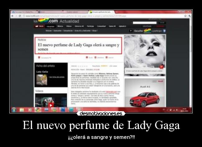 El nuevo perfume de Lady Gaga - ¡¡¿olerá a sangre y semen?!!