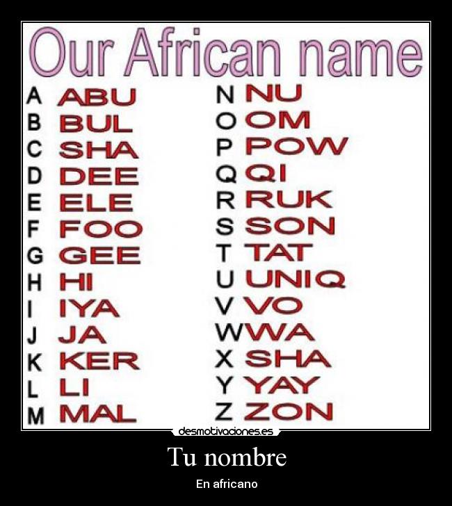 Tu nombre - En africano