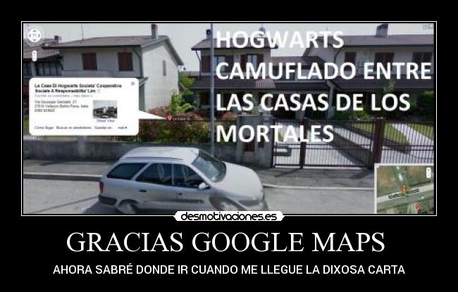 carteles google maps encontro hogwarts desmotivaciones