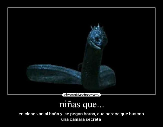 niñas que... - en clase van al baño y  se pegan horas, que parece que buscan 
una camara secreta 