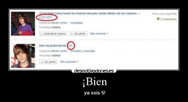 ¡Bien - ya sois 5!
