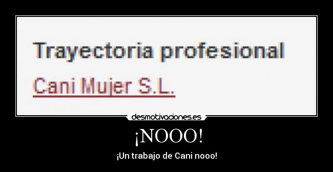 ¡NOOO! - ¡Un trabajo de Cani nooo!