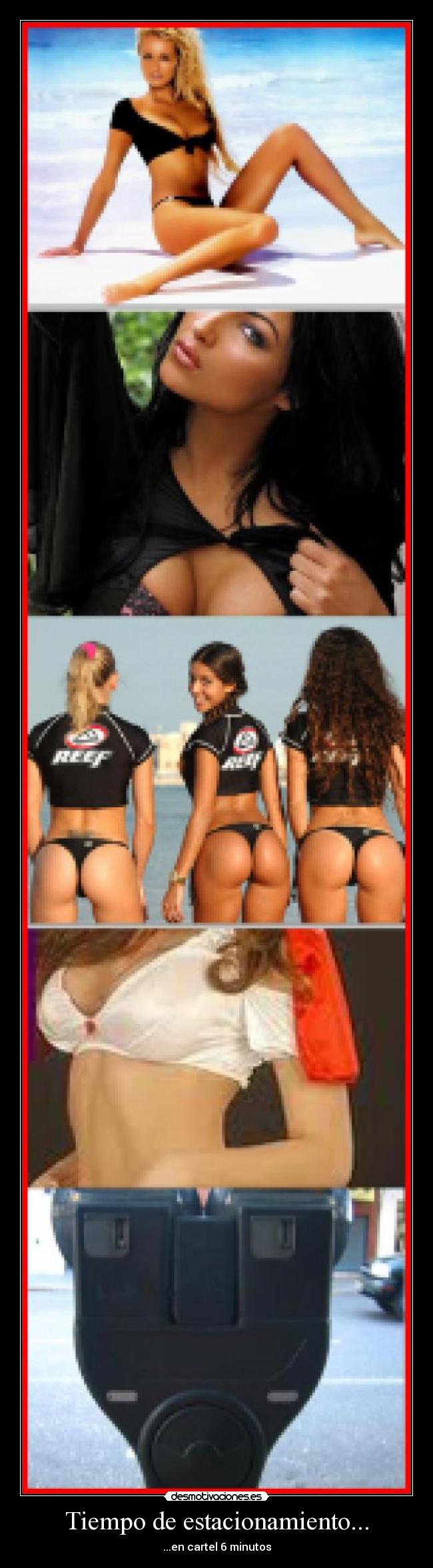 Tiempo de estacionamiento... - ...en cartel 6 minutos