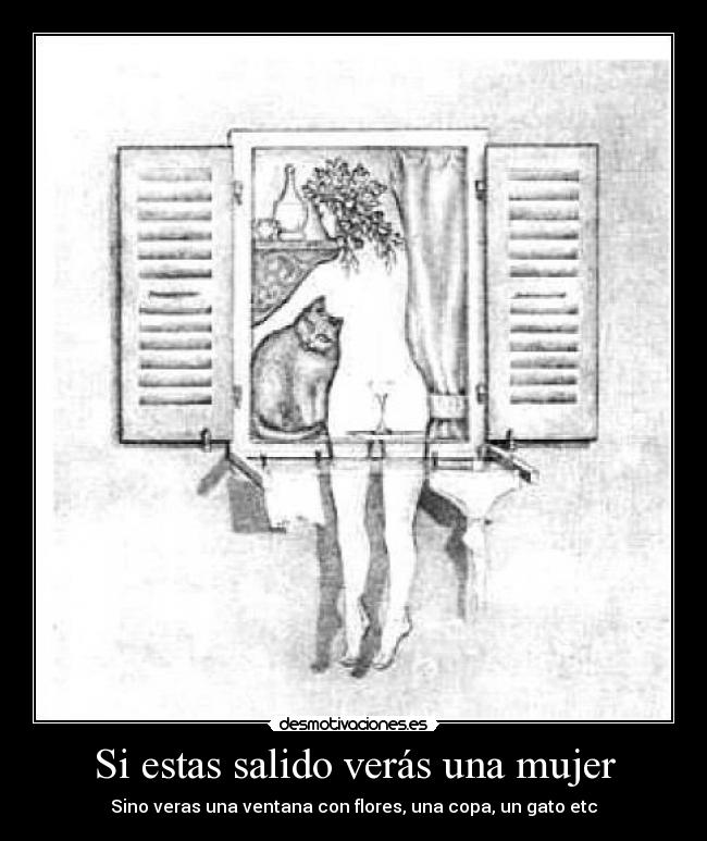 Si estas salido verás una mujer - Sino veras una ventana con flores, una copa, un gato etc
