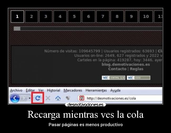 carteles recarga recargar actualiza actualizar cola productivo menos ver desmotivaciones