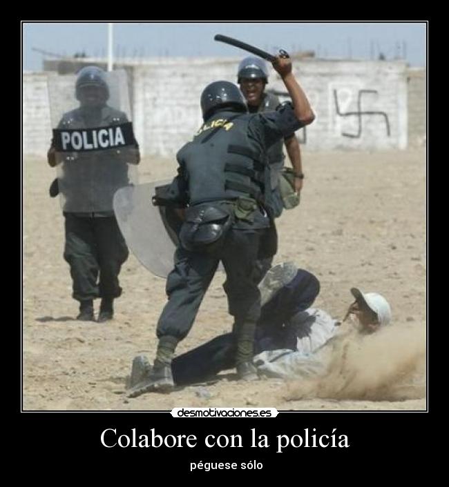 Colabore con la policía - péguese sólo