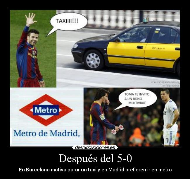 Después del 5-0 - En Barcelona motiva parar un taxi y en Madrid prefieren ir en metro