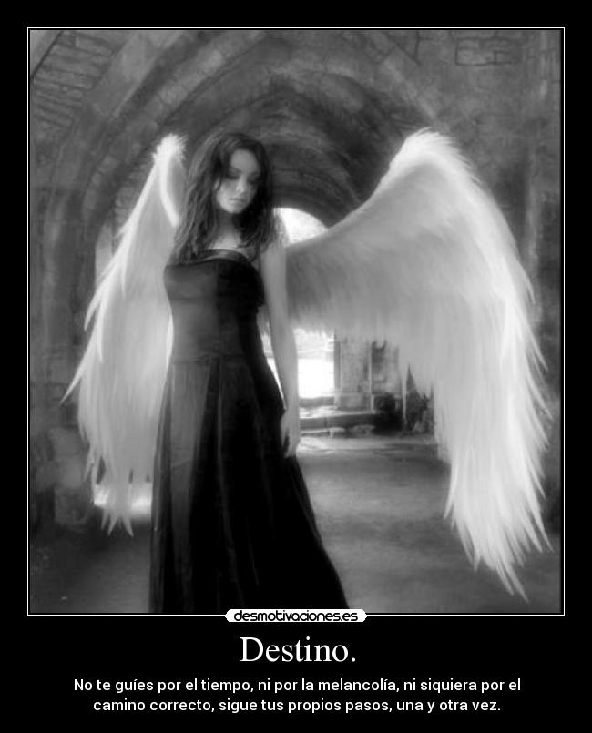 Destino. - No te guíes por el tiempo, ni por la melancolía, ni siquiera por el
camino correcto, sigue tus propios pasos, una y otra vez.