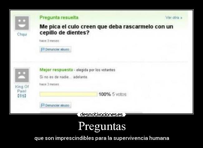 Preguntas - que son imprescindibles para la supervivencia humana