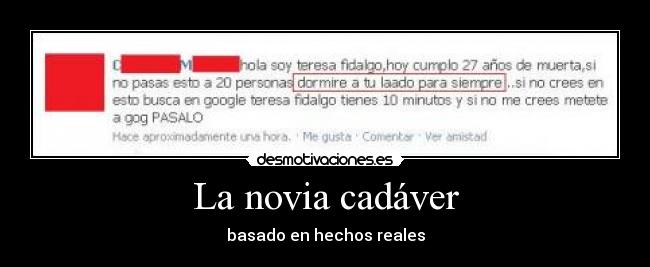 La novia cadáver - basado en hechos reales