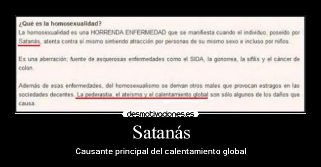 Satanás - Causante principal del calentamiento global