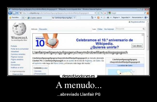 A menudo... - ...abreviado Llanfair PG