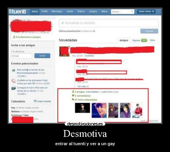 Desmotiva - entrar al tuenti y ver a un gay