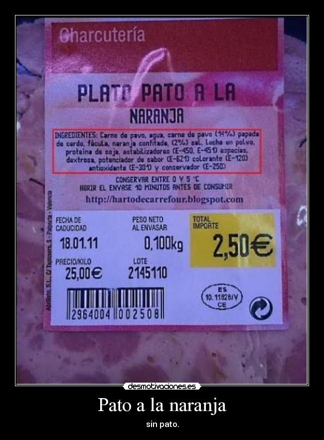 Pato a la naranja - sin pato.