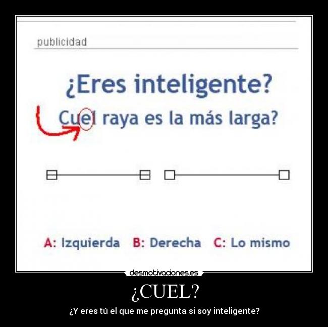 ¿CUEL? - ¿Y eres tú el que me pregunta si soy inteligente?