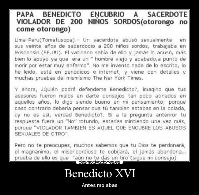 Benedicto XVI - Antes molabas