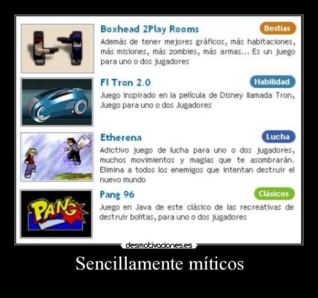 carteles minijuegos miticos desmotivaciones