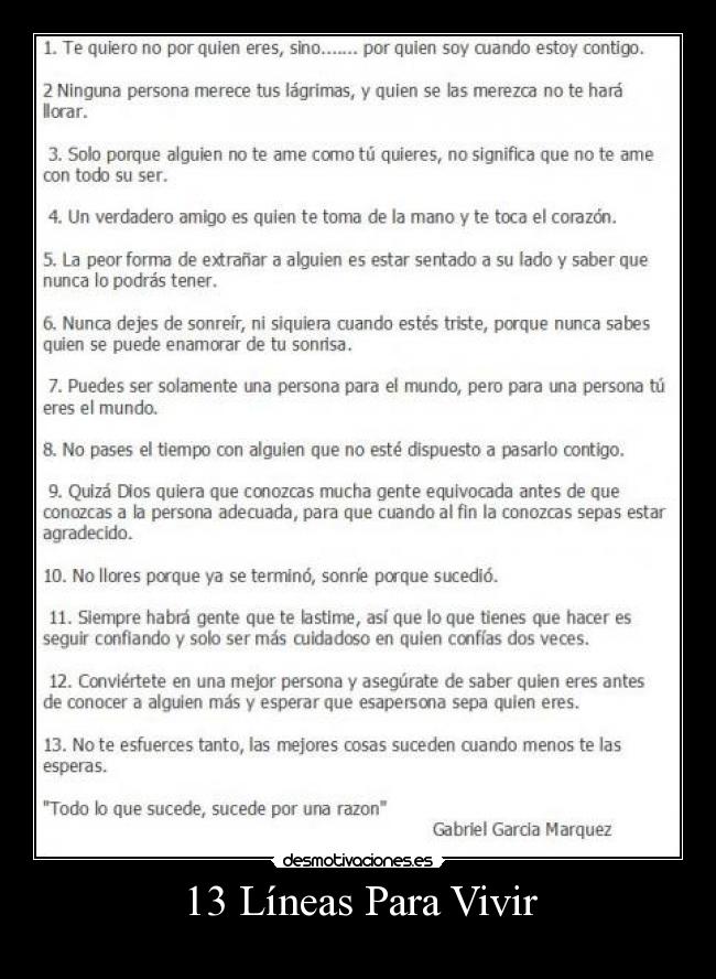 13 Líneas Para Vivir -