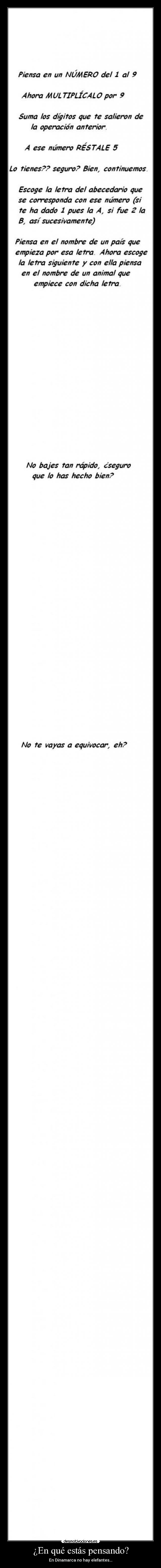 ¿En qué estás pensando? - En Dinamarca no hay elefantes...