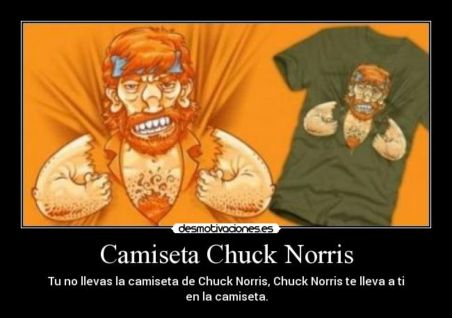 Camiseta Chuck Norris - Tu no llevas la camiseta de Chuck Norris, Chuck Norris te lleva a ti en la camiseta.