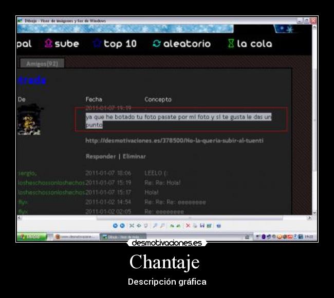 Chantaje - Descripción gráfica