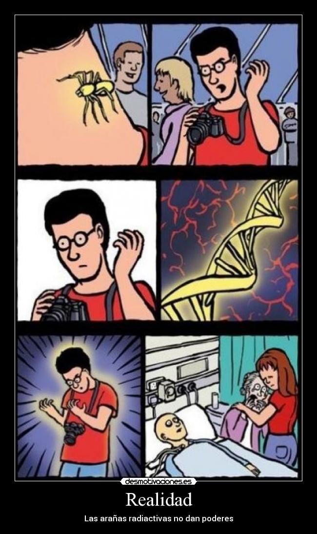 Realidad - Las arañas radiactivas no dan poderes