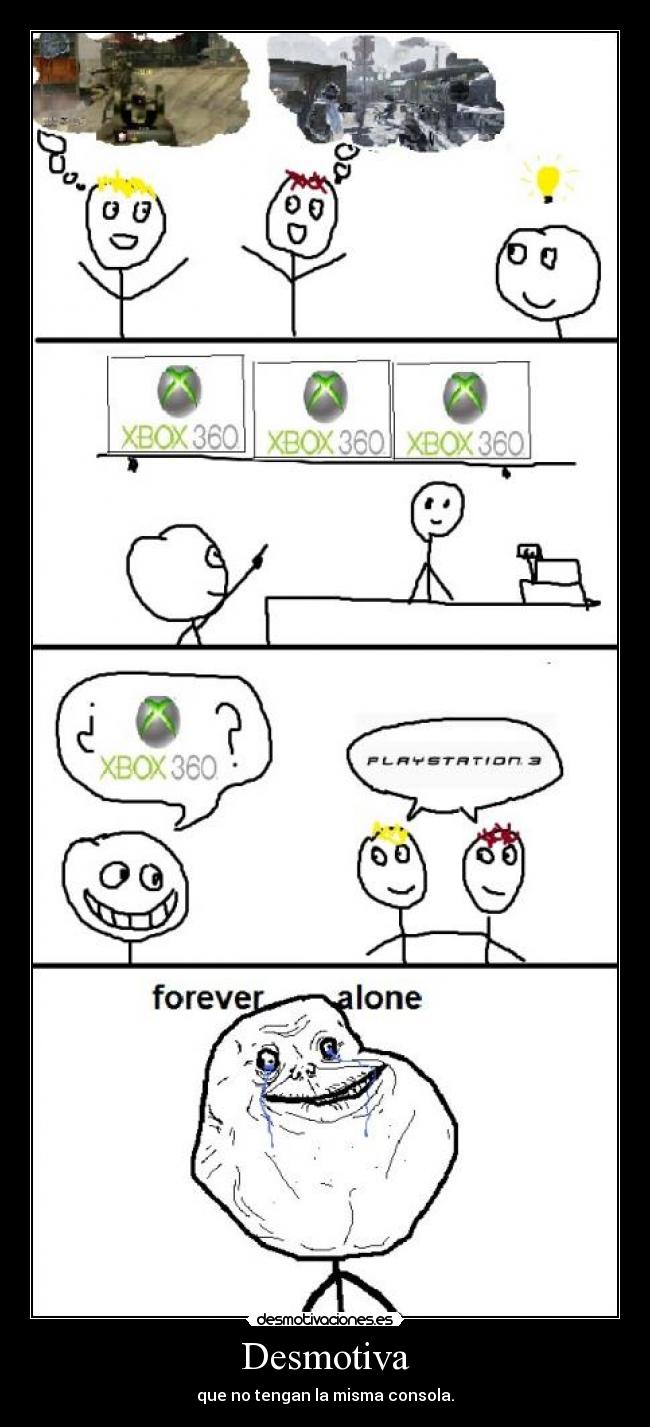 Desmotiva - que no tengan la misma consola.
