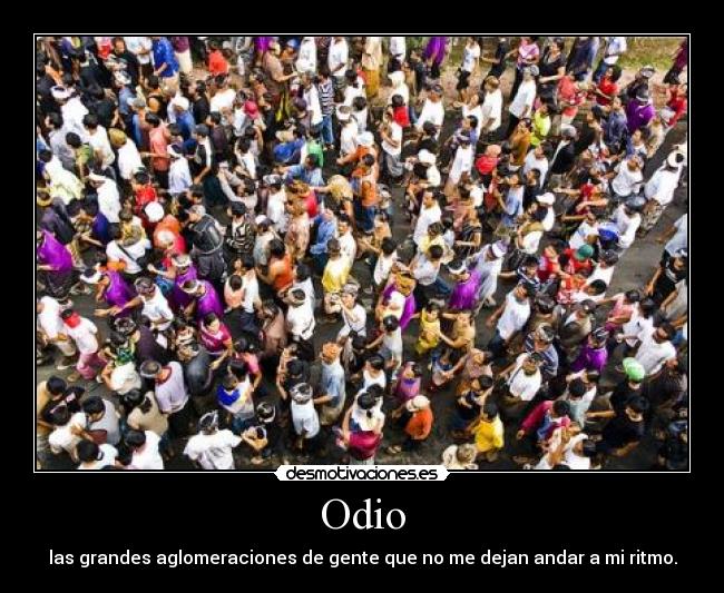 Odio - las grandes aglomeraciones de gente que no me dejan andar a mi ritmo.