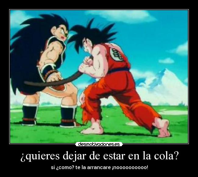 ¿quieres dejar de estar en la cola? - si ¿como? te la arrancare ¡noooooooooo!