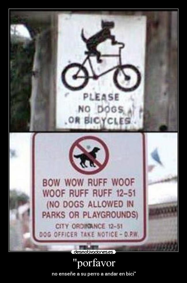 porfavor - no enseñe a su perro a andar en bici