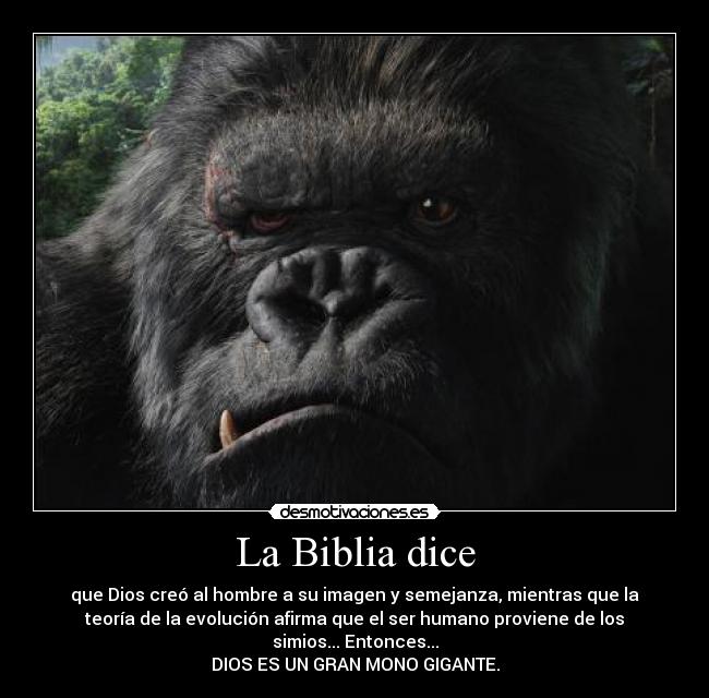 carteles biblia darwin teoria evolucion king kong verdad dios desmotivaciones