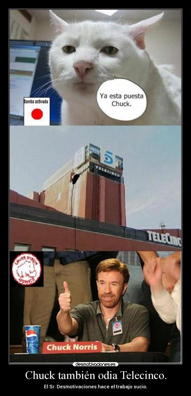 Chuck también odia Telecinco. - El Sr. Desmotivaciones hace el trabajo sucio.