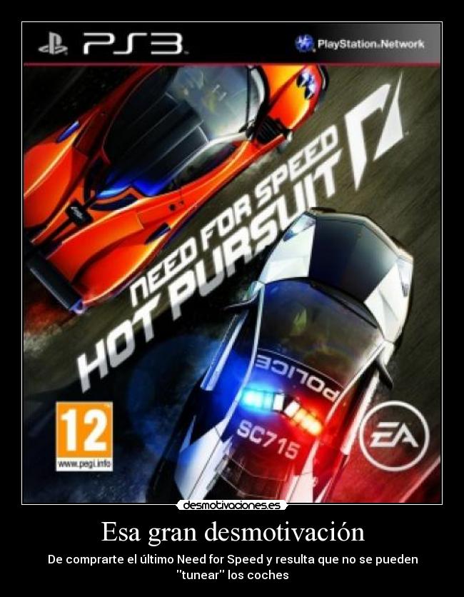 Esa gran desmotivación - De comprarte el último Need for Speed y resulta que no se pueden tunear los coches