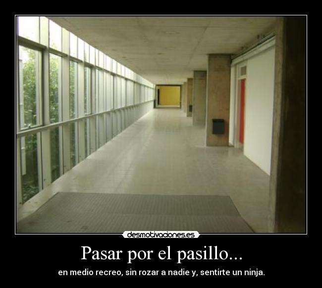 Pasar por el pasillo... - en medio recreo, sin rozar a nadie y, sentirte un ninja.