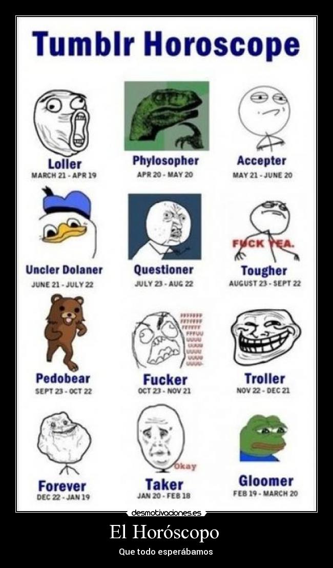 carteles horoscopo desmotivaciones