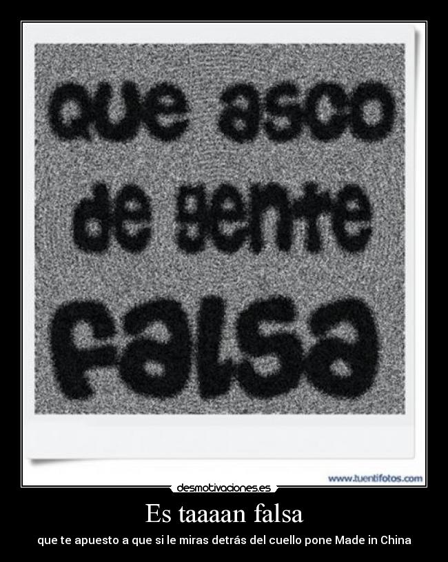 Es taaaan falsa - que te apuesto a que si le miras detrás del cuello pone Made in China
