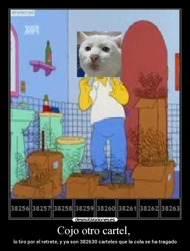 Cojo otro cartel, - lo tiro por el retrete, y ya son 382630 carteles que la cola se ha tragado♫