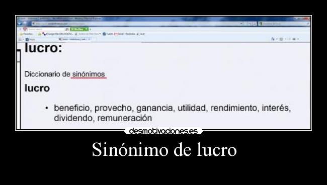 Sinónimo de lucro - 