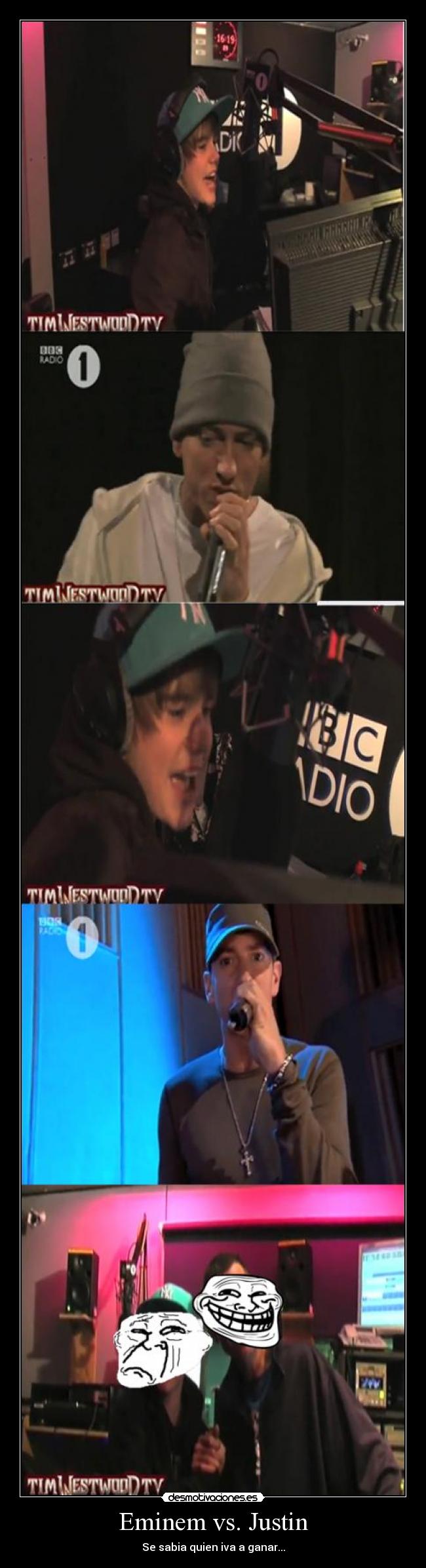 carteles eminem justin biberones freestyle lucha ganar desmotivaciones