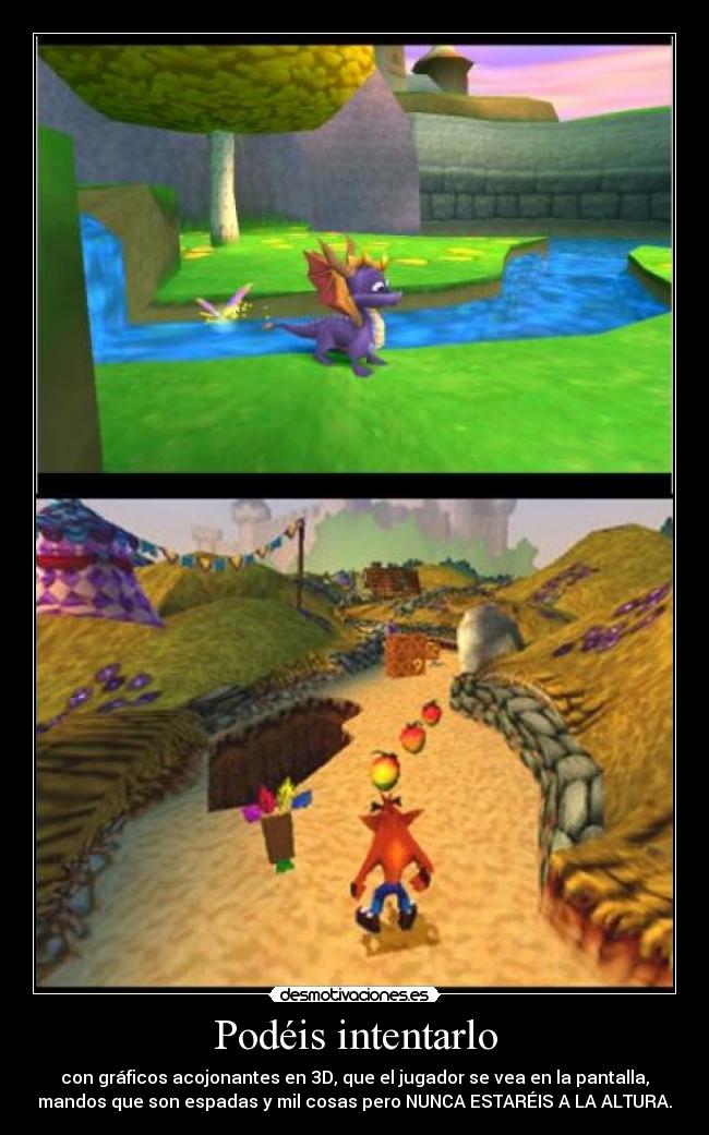carteles videojuegos spyro crash desmotivaciones