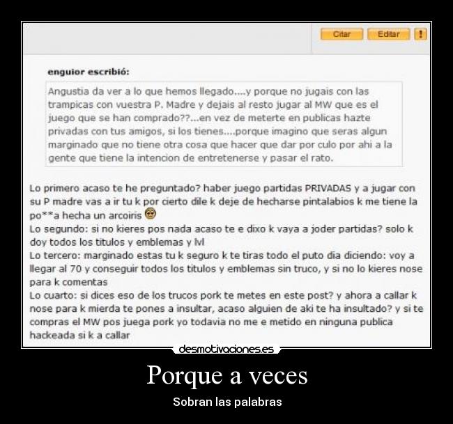 Porque a veces - Sobran las palabras