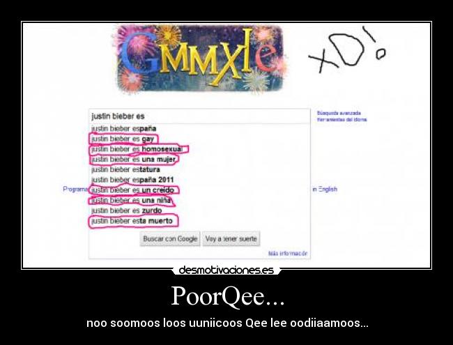 PoorQee... - noo soomoos loos uuniicoos Qee lee oodiiaamoos...
