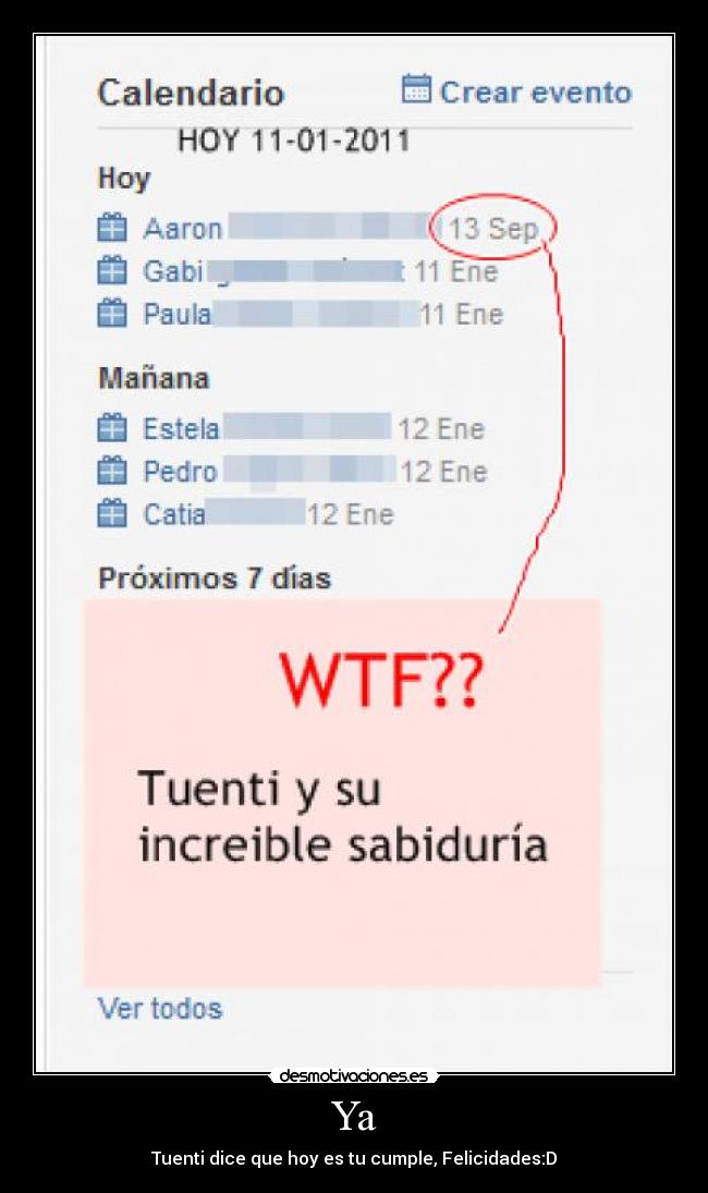 Ya - Tuenti dice que hoy es tu cumple, Felicidades:D