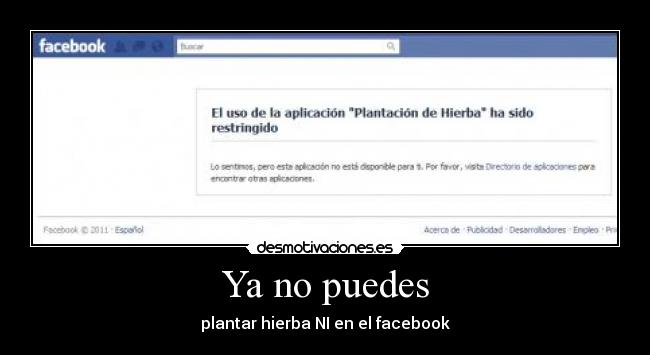 Ya no puedes - plantar hierba NI en el facebook
