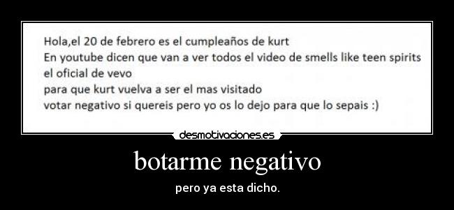 botarme negativo -