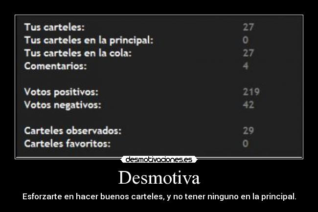 Desmotiva - Esforzarte en hacer buenos carteles, y no tener ninguno en la principal.