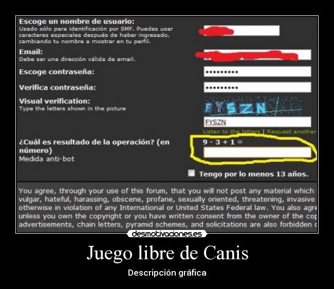 Juego libre de Canis - Descripción gráfica