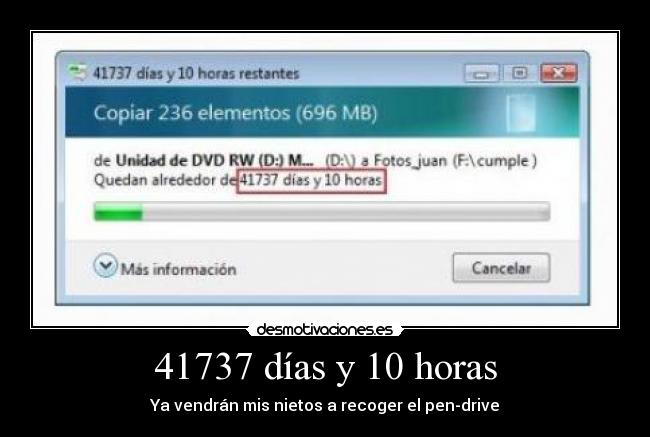 41737 días y 10 horas - Ya vendrán mis nietos a recoger el pen-drive